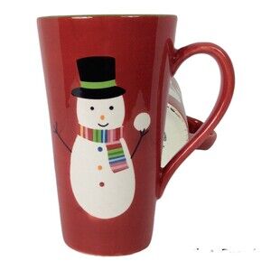 Target Home Sleddin Hill Snowman 18oz Red Latte Coffee Mug Cup Christmas Winter